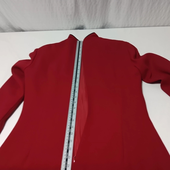 EVAN-PICONE 💯 Wool Brilliant Red long-sleeved Midi Dress. Ladies size 12 - Picture 9 of 10